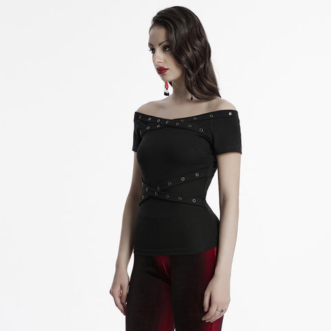 Gothic Off-Shoulder T-Shirt