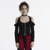 Sexy Gothic-T-Shirt mit Rüschen