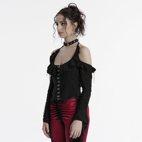 Sexy Gothic-T-Shirt mit Rüschen
