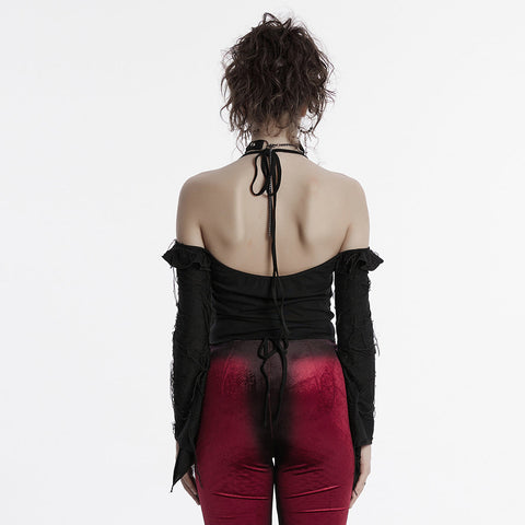 Sexy Gothic-T-Shirt mit Rüschen