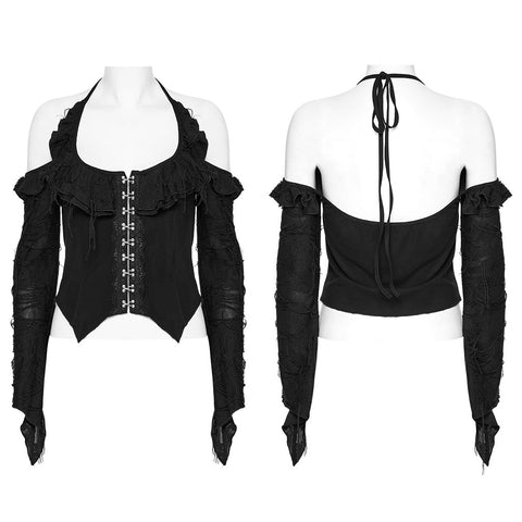 Sexy Gothic-T-Shirt mit Rüschen