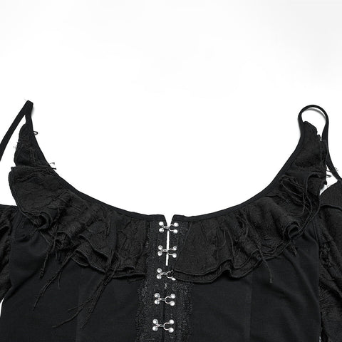 Sexy Gothic-T-Shirt mit Rüschen