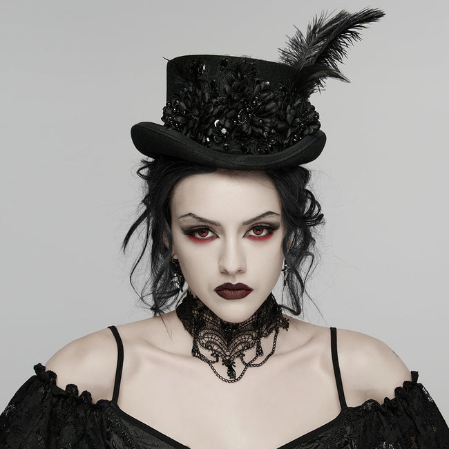 Gothic-Retro-Federhut
