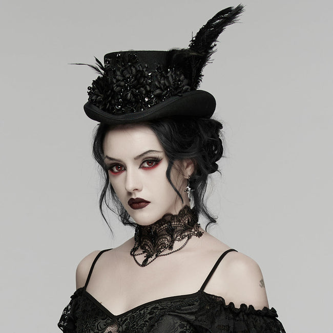 Gothic-Retro-Federhut