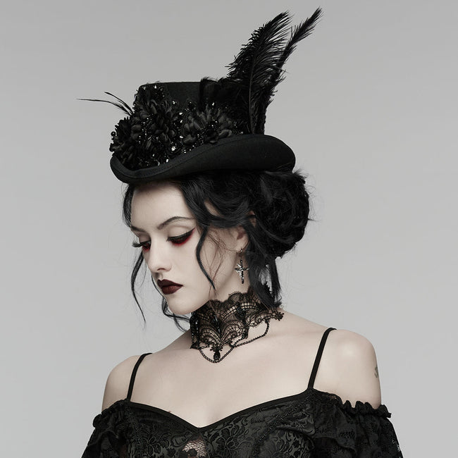 Gothic-Retro-Federhut