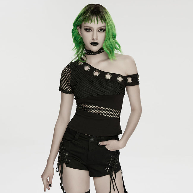 Punk-T-Shirt mit schrägen Schultern