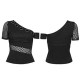 Punk-T-Shirt mit schrägen Schultern