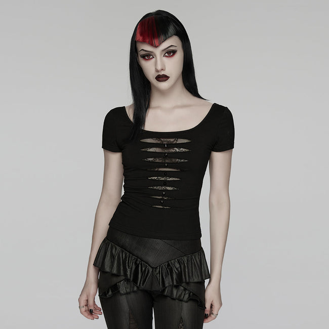 Punk Mesh Perspective Kurzarm-T-Shirt