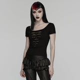 Punk Mesh Perspective Kurzarm-T-Shirt