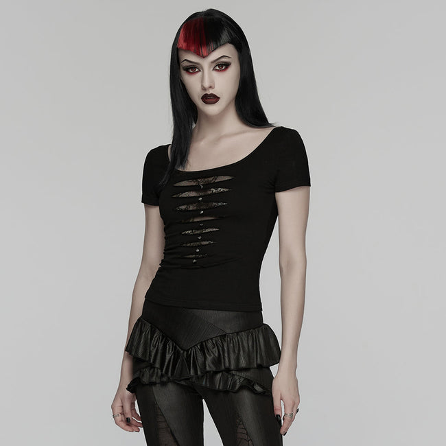 Punk Mesh Perspective Kurzarm-T-Shirt