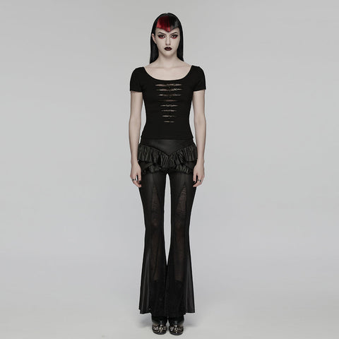 Punk Mesh Perspective Kurzarm-T-Shirt