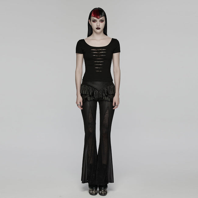 Punk Mesh Perspective Kurzarm-T-Shirt