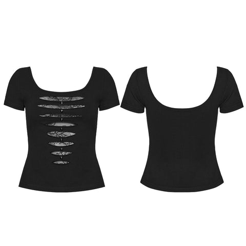 Punk Mesh Perspective Kurzarm-T-Shirt