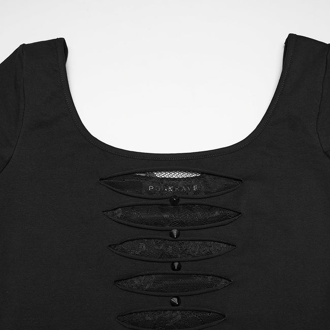 Punk Mesh Perspective Kurzarm-T-Shirt