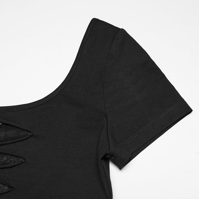 Punk Mesh Perspective Kurzarm-T-Shirt