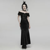 Gothic Rüschen-T-Shirt mit schulterfreiem Ausschnitt