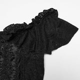 Gothic Rüschen-T-Shirt mit schulterfreiem Ausschnitt