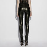 Sexy Leder Gothic Leggings der Frauen im viktorianischen Stil mit Spitze