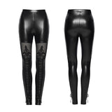 Sexy Leder Gothic Leggings der Frauen im viktorianischen Stil mit Spitze