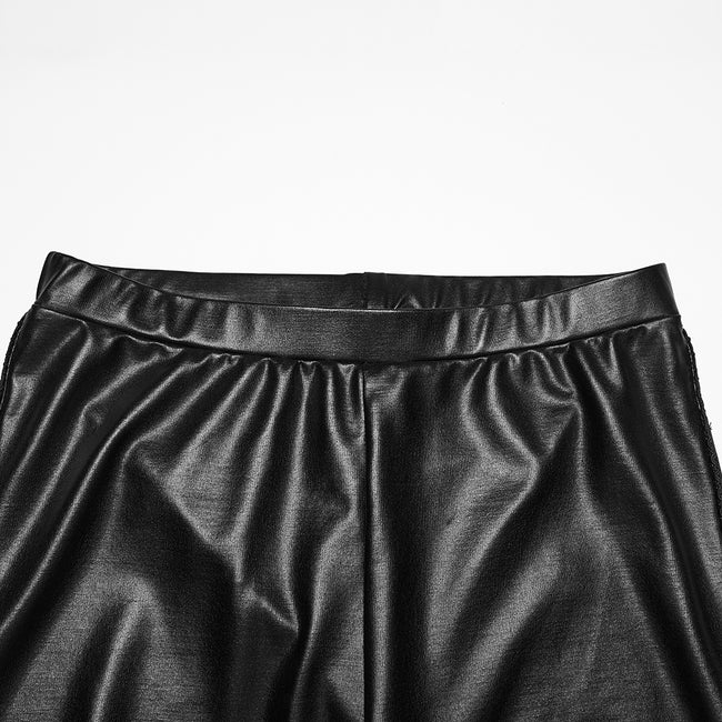 Sexy Leder Gothic Leggings der Frauen im viktorianischen Stil mit Spitze