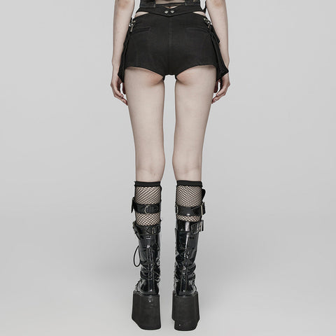 PUNK Denim-Shorts mit niedrigem Bund