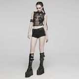 PUNK Denim-Shorts mit niedrigem Bund