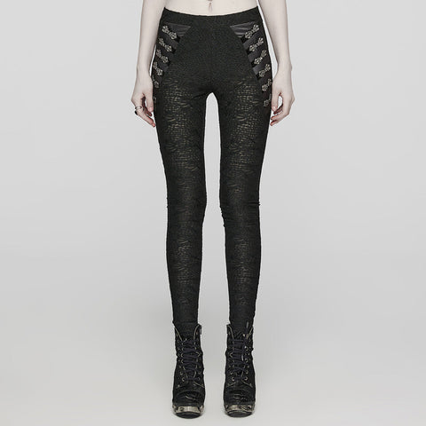 Strickleggings mit Goth-Textur