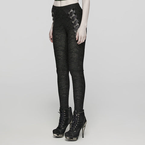 Strickleggings mit Goth-Textur
