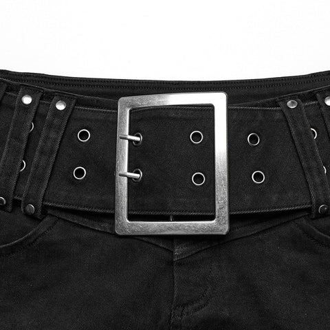 Punk-Denim-Shorts mit Metallschnalle
