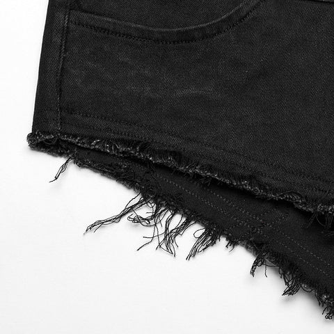Punk-Denim-Shorts mit Metallschnalle