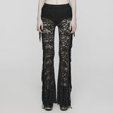 Durchsichtige, ausgestellte Hose aus Spitze im Gothic-Stil