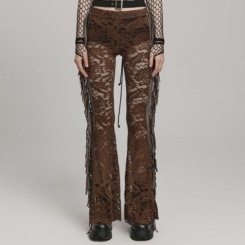 Durchsichtige, ausgestellte Hose aus Spitze im Gothic-Stil