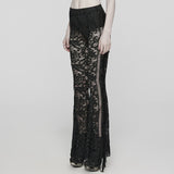 Durchsichtige, ausgestellte Hose aus Spitze im Gothic-Stil