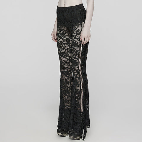 Durchsichtige, ausgestellte Hose aus Spitze im Gothic-Stil