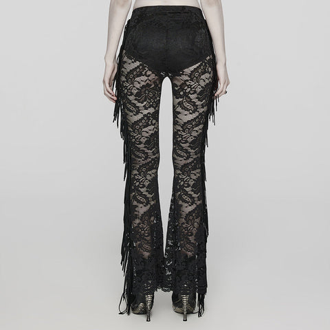 Durchsichtige, ausgestellte Hose aus Spitze im Gothic-Stil