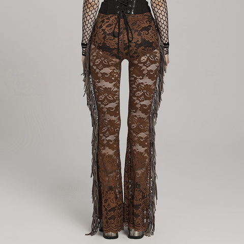 Durchsichtige, ausgestellte Hose aus Spitze im Gothic-Stil