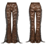 Durchsichtige, ausgestellte Hose aus Spitze im Gothic-Stil