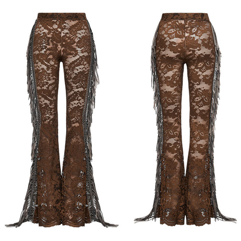 Durchsichtige, ausgestellte Hose aus Spitze im Gothic-Stil