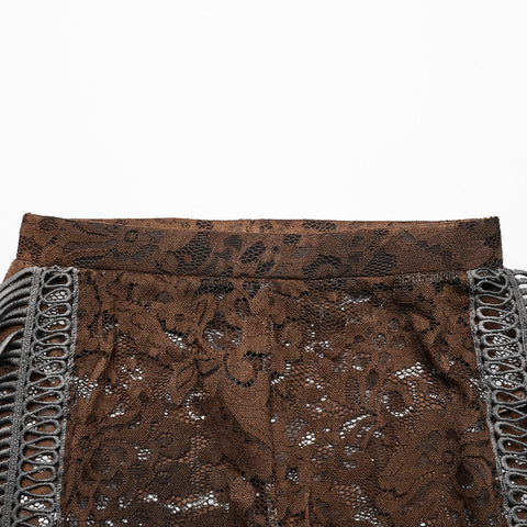 Durchsichtige, ausgestellte Hose aus Spitze im Gothic-Stil