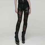 Gothic-Leggings mit floraler Spitze