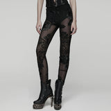 Gothic-Leggings mit floraler Spitze