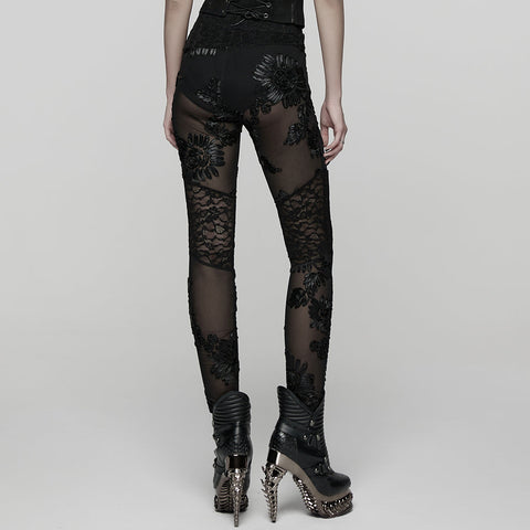 Gothic-Leggings mit floraler Spitze