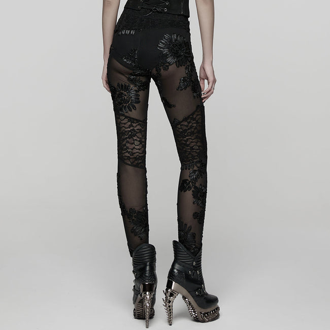Gothic-Leggings mit floraler Spitze