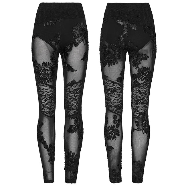 Gothic-Leggings mit floraler Spitze