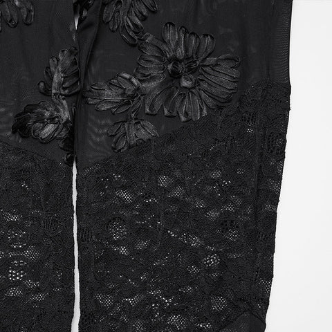 Gothic-Leggings mit floraler Spitze