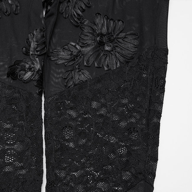 Gothic-Leggings mit floraler Spitze