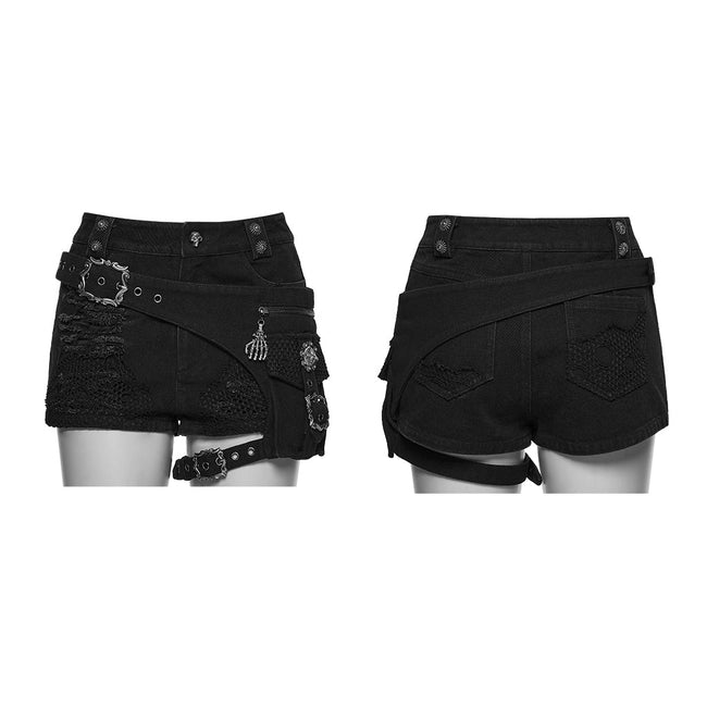 Punk-Jeansshorts mit Rissen