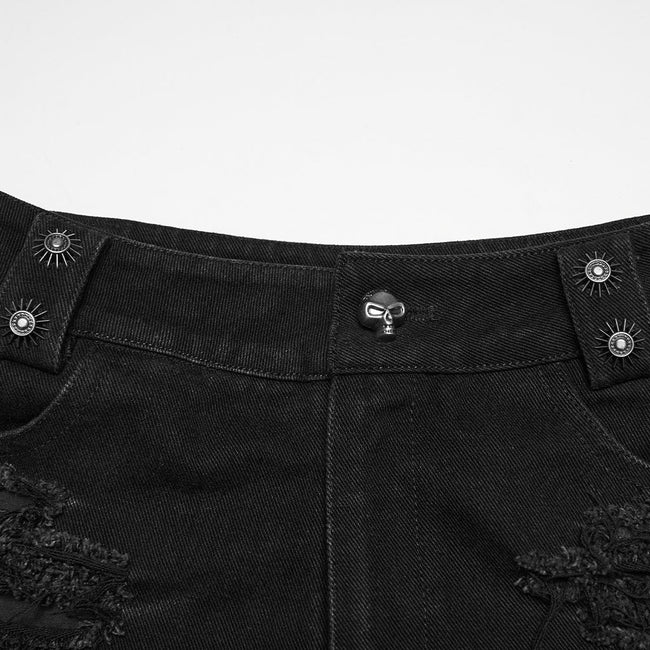 Punk-Jeansshorts mit Rissen