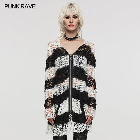 Punk-Strickjacke mit Streifen