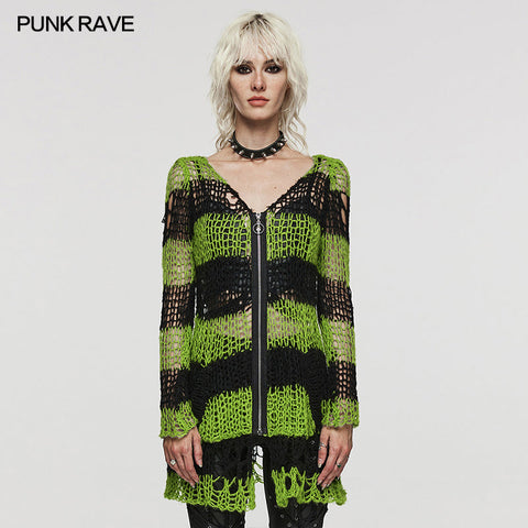 Punk-Strickjacke mit Streifen
